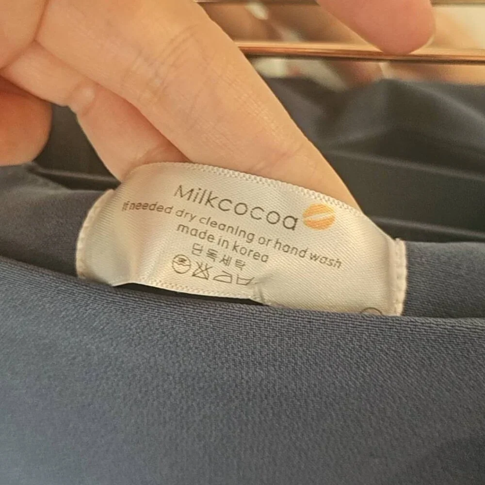 Milkcocoa Blue High Waist Korean Elegant StyleBow Slit Midi Skirt Size S